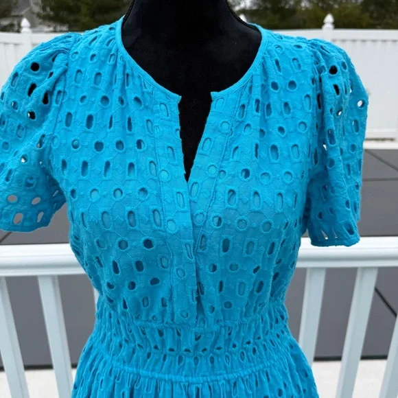 Anthropologie The Somerset Maxi Dress Eyelet Edition Blue Size Medium - Picture 7 of 16